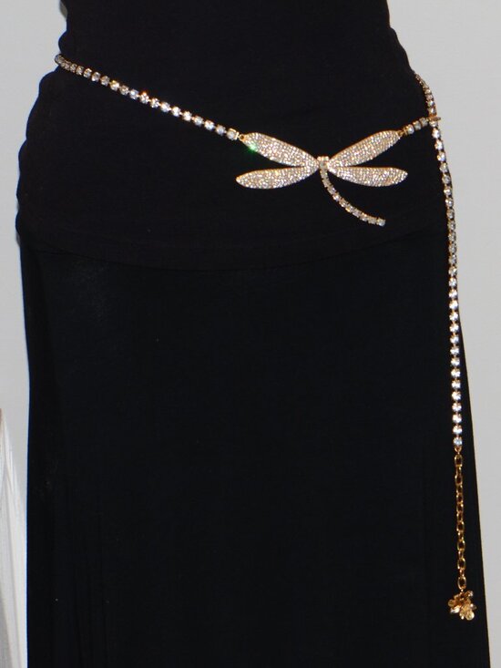 Oscar De La Renta Gold-tone Crystal Dragonfly Metal Belt main image 5
